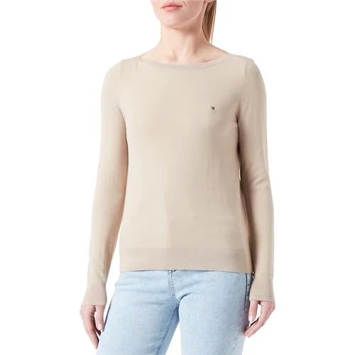 Offerta a tempo: Tommy Hilfiger Co Jersey Stitch Boat-Nk Sweater Ww0Ww40099, Maglione, Donna, Beige (Beige), XXS - 0.00% da 26.69 € a 26.69 €