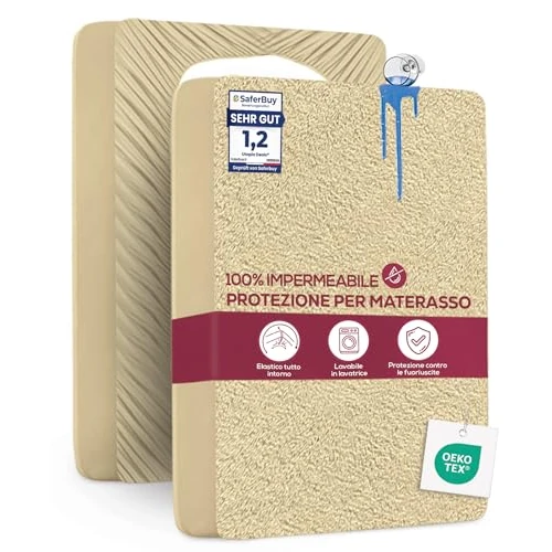 Utopia Bedding Matratzenschoner 90 x 190 x 40 cm Wasserdicht, Oeko-TEX Zertifiziert Matratzenauflage Atmungsaktive, Matratzenschutz, Rundum Elastisch Beige