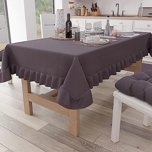 Tijdelijke aanbieding: PETTI Artigiani Italiani - Tafelkleed met ruches, rechthoekig keukentafelkleed met volant, effen katoenen tafelkleed, X12-zits (140 x 240 cm) kaasjeskruid van 47.31 EUR naar 47.31 EUR (korting 0%)