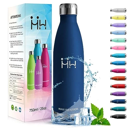 Offerta a tempo: HoneyHolly Borraccia Termica, 18/8 Acciaio Inox Bottiglia Termica - 750ML - Senza BPA Borraccia Palestra, Isolato Sottovuoto, Antigoccia, Bottiglia Acqua Termos per Scuola, Sport, Ufficio - 4% da 21.99 € a 21.02 €