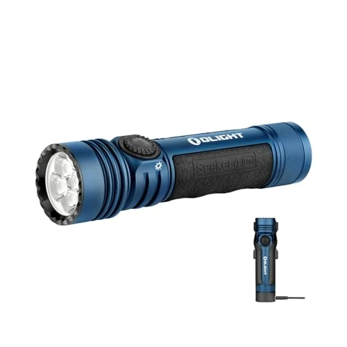 Limited-time offer: OLIGHT Seeker 4 Pro LED Torch with Holster, 4600 Lumens, 260 Metres, USB-C Rechargeable Lamp, 15 Days Battery Life, Portable Handheld Lamp for Everyday Use, Outdoor (Blue Cool White) from 112.81 GBP to 112.81 GBP (save 0%)