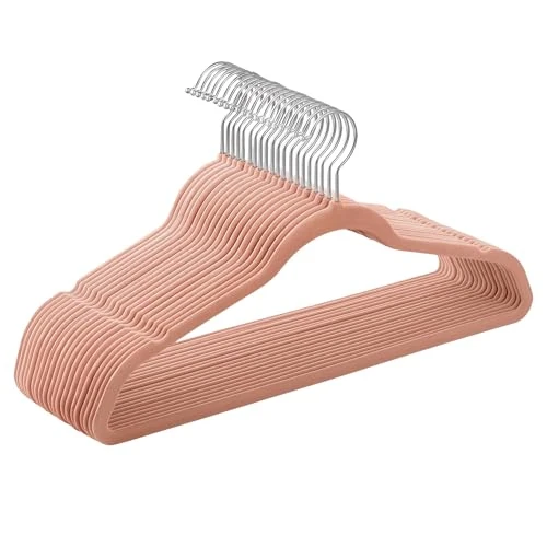 Zeitlich begrenztes Angebot: SONGMICS Kleiderbügel Samt, 20er Set, Bügel, Jackenbügel, 41,5 cm breit, Anzugbügel, dünn, gut belastbar, um 360° drehbarer Haken, für Mäntel, Hemden und Anzüge, Hellrosa CRF026R20 von 11.99 € auf 11.99 € (0.00% Rabatt)