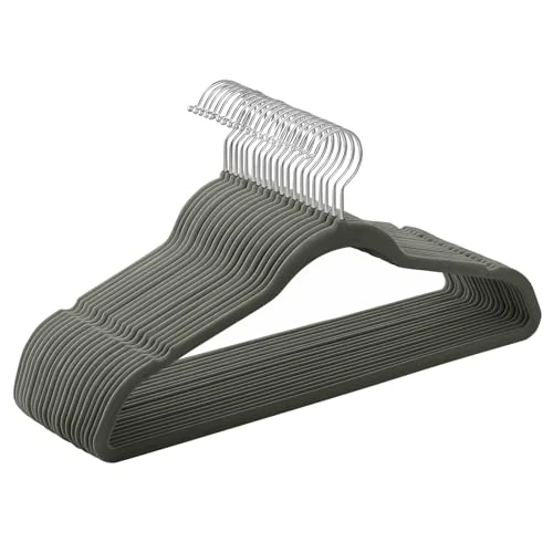 Offerta a tempo: SONGMICS Grucce Appendiabiti in Velluto, 20 Pezzi, Salvaspazio e Antiscivolo, Gancio Girevole a 360°, Spesso 0,6 cm, Largo 41,5 cm, Cappotti Pantaloni, Grigio e Argento CRF026G20 - 35% da 13.99 € a 9.09 €