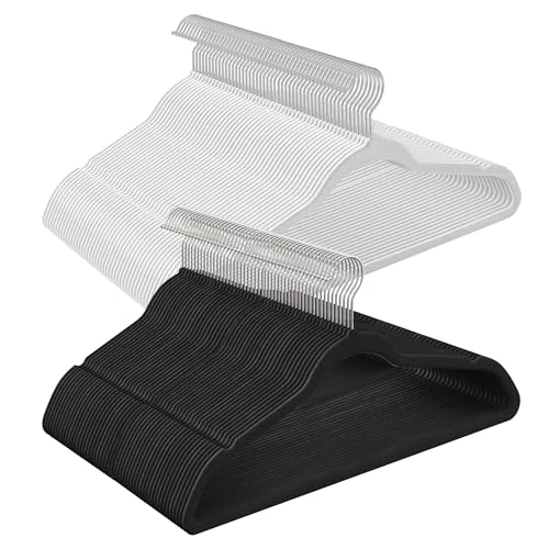 Limitiertes Angebot: SONGMICS Kleiderbügel Samt, 100er Set, Bügel, Jackenbügel, 41,5 cm breit, Anzugbügel, dünn, gut belastbar, um 360° drehbarer Haken, für Mäntel, Hemden und Anzüge, Schwarz/Weiß CRF026B100 von 38.99 EUR auf 32.99 EUR (Spare 15%)