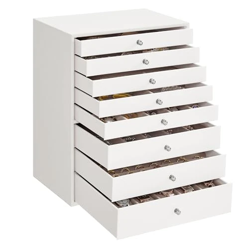 Oferta limitada: SONGMICS Caja joyero, Caja para joyas de 8 Niveles, Almacenamiento de Belleza con Cajones, Gran Capacidad, Almaceneje de Joyas, Estilo Moderno, Regalo para Seres Queridos, Blanco Nube JBC008W01 de 59.99 EUR a 47.49 EUR (ahorro 21%)