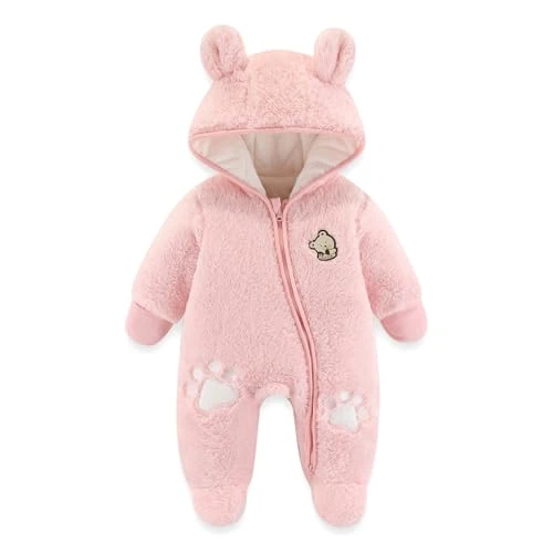 Limitiertes Angebot: JiAmy Baby Schneeanzüge Winter Overall mit Kapuze Fleece Strampler Mädchen Jungen Warm Outfits- Gr. 0-3 Monate (59 cm), Gelb von 29.94 EUR auf 19.99 EUR (Spare 33%)