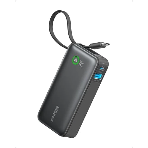 Offre limitee: Anker Nano Batterie Externe 10000 mAh avec câble USB-C intégré, Puissance maximale PD 30 W avec 1 Port USB-C & A, Compatible avec iPhone 17 Pro Max16//15/14/13, MacBook, Galaxy, iPad, AirPods de 36.27 EUR a 28.99 EUR (economie 20%)