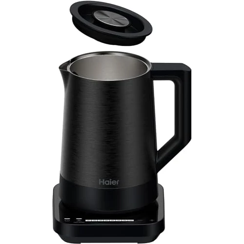Haier Kettle with Temperature Adjustment Stainless Steel 1.7L I Kettle Energy Efficient Kettle with 7 Temperature Levels, Keep Warm Function and Unique 0.25L Cup Function I