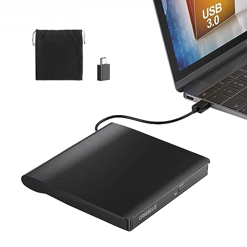 ORIGBELIE Externe CD Drive USB 3.0 en Type-C, Draagbaar CD/DVD +/-RW Externe DVD Brander, Ultradun Externe DVD Speler voor Laptop Desktop PC iMac MacBook Pro/Air Windows 11/10/8/7/XP Linux Mac OS