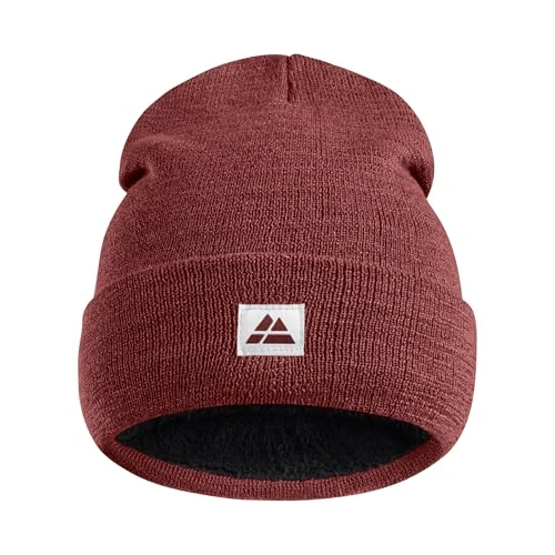 DANISH ENDURANCE Fleece Mütze aus recyceltem Material, Beanie Wintermütze, Fischermütze, Warm & Atmungsaktiv, Unisex, für Herren & Damen, Rot, Einheitsgröße