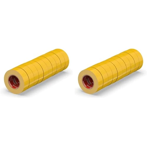 ERKO Isolierband 15 mm x 10 m - Gelb - 10 Stück - für elektrische Leitungen. Hohe Flexibilität und Klebekraft - Isolierband | Klebeband | Dichtungsband (Packung mit 2)