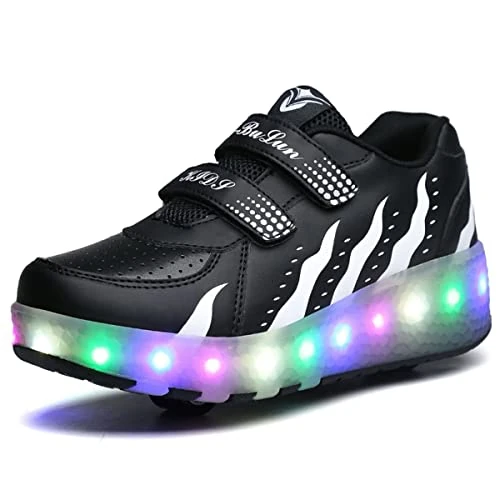 Offerta a tempo: Scarpe Ragazza da Ragazzo con Ruote, 2 in 1 per Bambini, con rotelle, per Skateboard, Sneakers, Nero, 35 EU - 31% da 49.99 € a 34.48 €