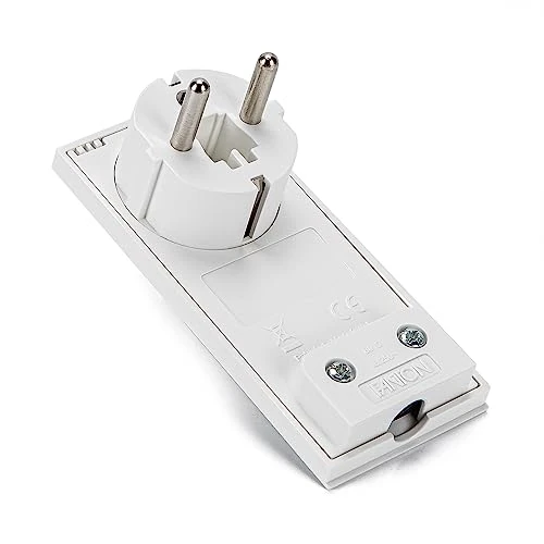 FANTON 80065 Fiche Schuko ultra plate peu encombrante orientable 2P+T 16A mod. CLOCK Couleur Blanc