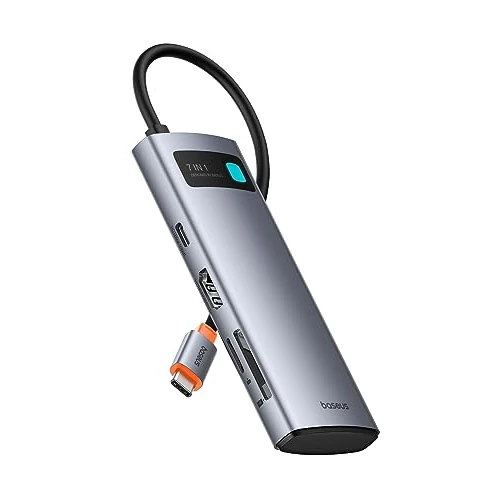 Baseus USB C Hub 7 in 1 Adapter with HDMI 4K@60Hz, PD 100W, 3 USB-A 3.0 5Gbps, SD/TF Card Reader, Laptop Docking Station Compatible with Windows/Mac/iPad/Steam Deck/Rog Ally