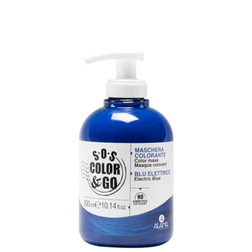 Offerta a tempo: A ALAMA Professional Alama Professional S.O.S Color&Go Maschera Colorata Blu Elettrico, Nutriente, Ravvivante, Riflessante Tonalizzante per Capelli Naturali, Colorati e Con Mèches - 32% da 9.90 € a 6.77 €
