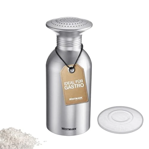 Offerta a tempo: Westmark saliera in alluminio Omega – pratico portaspezie per catering e grandi cucine, adatto anche per lo zucchero, contenitore per sale con coperchio – acciaio inox, 650 ml - 15% da 22.99 € a 19.54 €