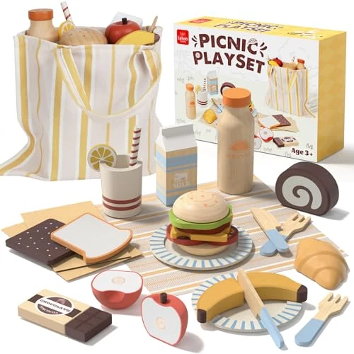 Limitiertes Angebot: Lehoo Castle Kinderküche Zubehör, Kaufladen Zubehör Holz, Spielküche Zubehör, Spielzeug ab 3 Jahre, Picknickspielzeug, Holzspielzeug, Mädchen Geschenke 3 Jahre von 29.99 EUR auf 16.91 EUR (Spare 44%)