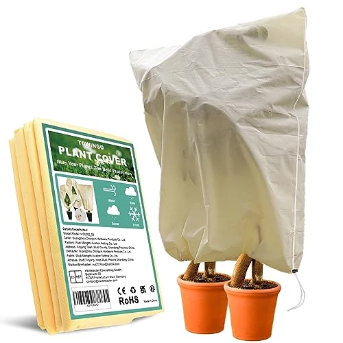 Offerta a tempo: TOWINGO Cappuccio Protezione Piante, 180x120cm Riparo delle Piante d'inverno con Cerniera e Coulisse, Borsa Protettiva per Telo Antigelo Piante, Beige - 54% da 16.92 € a 7.79 €