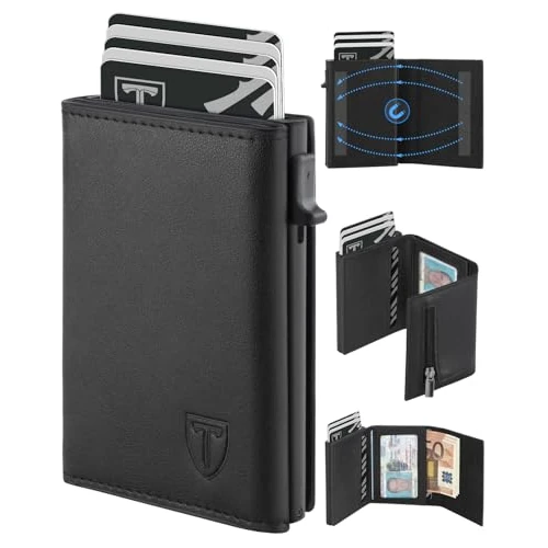 Offre limitée : Portefeuille Homme en Cuir, Porte-Cartes avec Blocage RFID, 8 Porte Carte Crédit, Porte Carte Bancaire avec Compartiment à Billets et Poche à Monnaie - Noir de 27.99 EUR à 18.04 EUR (remise 36%)