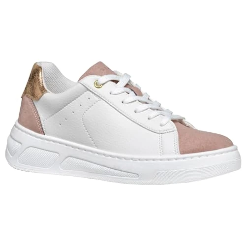 Geox D Ljuba Sneakers voor dames, wit/antiek roze, 36 EU, Witte Antieke Roos, 36 EU