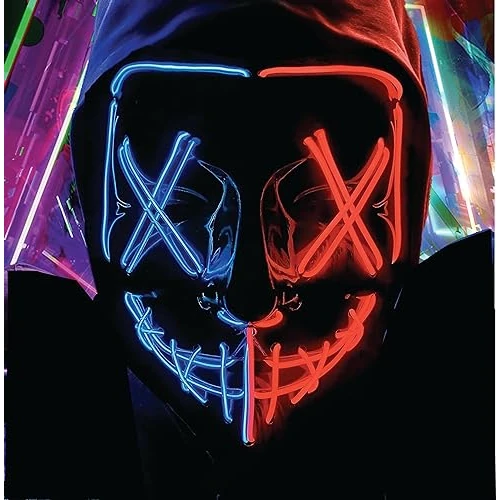 Offre limitée : TK Gruppe Timo Klingler Masque d'horreur à LED - comme de Purge avec effets de lumière 3X, contrôlables, pour Halloween, Mardi Gras et Carnaval en tant que costume pour hommes et femmes de 13.99 EUR à 11.89 EUR (remise 15%)