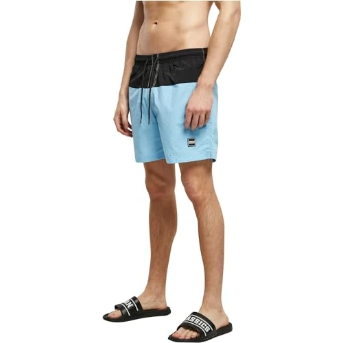 Offerta a tempo: Urban Classics Block Swim Shorts Pantaloncini da Bagno, Blu Baltico e Nero — 18% da 19,90 € a 16,30 €