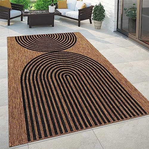 Paco Home In- & Outdoor Vloerkleed Balkon Terras Keukenvloerkleed Modern Boho Oriëntaals, Maat:80x150 cm, Kleur:Natuur 4