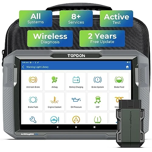 TOPDON ArtiDiag900 Lite Auto walizka diagnostyczna dla całego systemu, bezprzewodowy czytnik kodów OBD2 Bluetooth z 8 funkcjami resetowania, aktywny test, AutoVIN, całe oprogramowanie, 2 lata