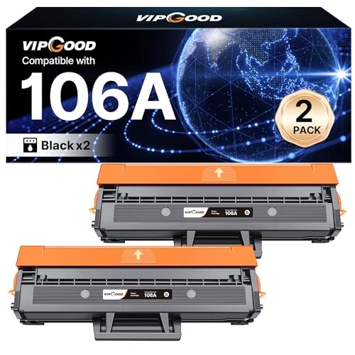 VIPGOOD 106A Toner con chip Compatibile per HP 106A W1106A Cartucce Toner per Laser 107w 107a 107r per MFP 137fnw 137fwg 135a 135r 135w 135wg (Nero, 2-Pack)