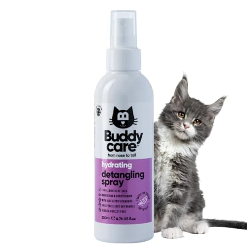 Offerta a tempo: Buddycare Spray districante per gatti – Efficace rimozione della pelle di gatto e spray districante per promuovere un pelo sano, rimuove i capelli leggermente arruffati per un pelo liscio e lucido - 51% da 11.99 € a 5.85 €