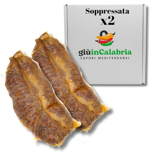 Soppressata Piquante Calabraise 2 pièces de 350g - Spécialités Gastronomiques Parfaite Pour Apéritifs, Sandwiches, Charcuteries et Paniers Cadeaux - À TRANCHER