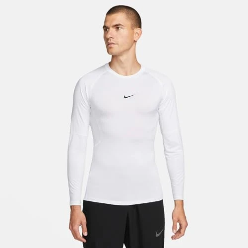 NIKE FB7919-100 M NP DF TIGHT TOP LS Sweatshirt Men's WHITE/BLACK Size XL