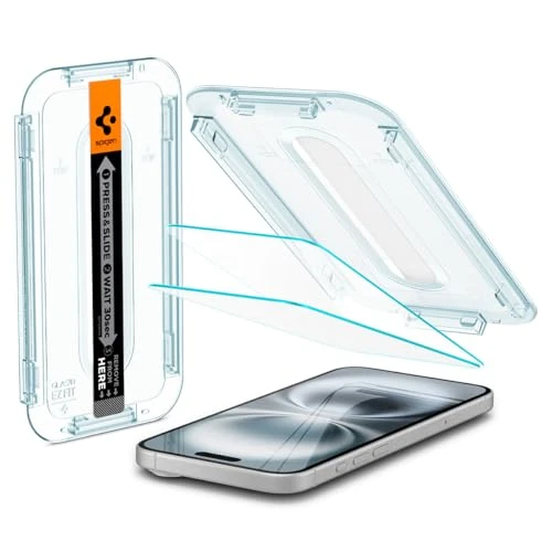 Offerta a tempo: Spigen Glas.tR EZ Fit Vetro Temperato compatibile con iPhone 16 Plus, iPhone 15 Plus, 2 Pezzi, Installazione Facile, Cristallino, Durezza 9H Pellicola prottetiva - 5% da 19.99 € a 18.99 €