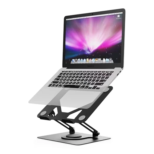 Limited-time offer: GRIFEMA Laptop Stand for Desk, Foldable Laptop Riser with 360° Swivel Base, Adjustable Height & Angle, Ventilated Computer Stand Compatible with MacBook Air/Pro, Dell, and 11-17" Laptops - Black from 17.99 GBP to 15.19 GBP (save 16%)