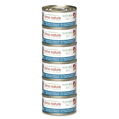 Offre limitée : Almo Nature HFC Natural - Nourriture Humide pour Chats - Thon, Poulet et Fromage - 70g, Lot de 6 de 9.50 € à 9.26 € (3% de remise)
