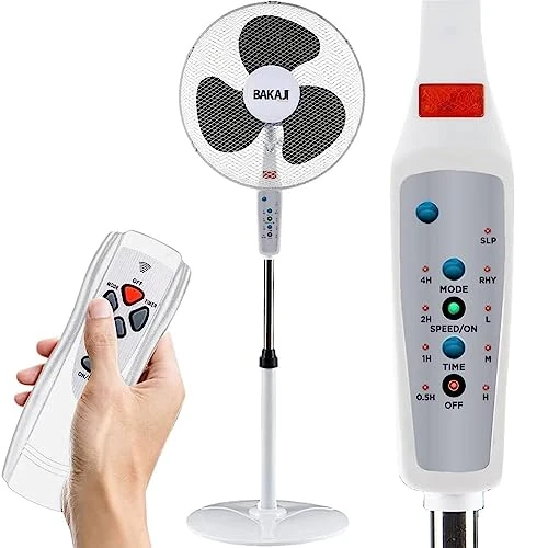 Offerta a tempo: BAKAJI Ventilatore a Piantana con Telecomando, Potenza 50W 3 Velocità, Pale da 40 cm, Altezza ed Inclinazione Regolabile Fino a 130 cm, Funzione Timer, Base Rotonda, Oscillazione Orizzontale (Bianco) - 9% da 29.67 € a 26.97 €