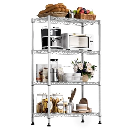 Limited offer: M MZG 1000 lbs Storage Shelving 4-Tier Utility Shelving Unit Steel Organizer Wire Rack for Home,Kitchen,Office,Chrome 35 x 60 x 135.8 cm from 46.93 EUR to 44.58 EUR (save 5%)