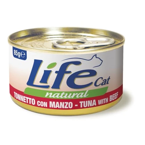 Offerta a tempo: Life Natural Cat Adult – Cibo Umido per Gatti – Lattine da 85 g – Confezione da 12 (Tonnetto con Manzo) - 54% da 32.90 € a 14.99 €