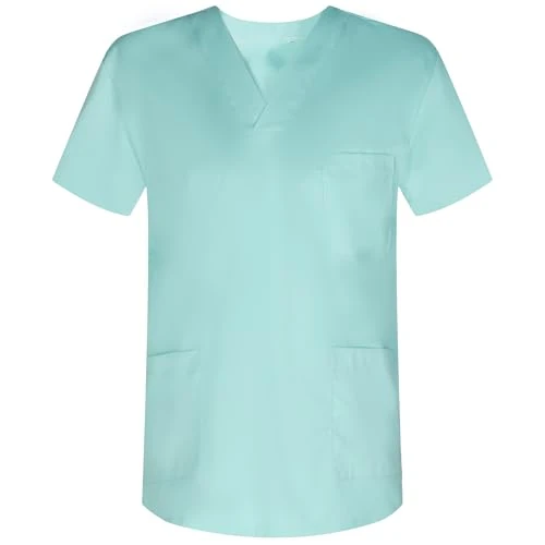 MISEMIYA - Medizinische Uniformen Unisex Top Krankenschwester Krankenhaus Berufskleidung - Medium, Türkis