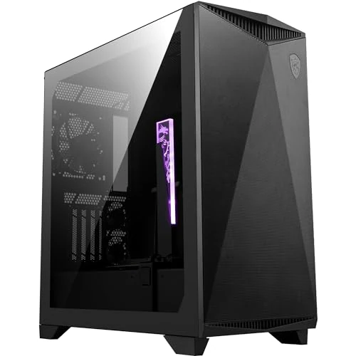 Msi MPG Gungnir 300P Airflow Caja PC Mid-Tower Capacidad E-ATX, 4 x 120 mm Fans, 3 Auxiliares Fans, PCIe 4.0 Cable Riser, Soporte Vertical GPU y Stand, Filtros Antipolvo, Guía de Cables, USB Tipo-C