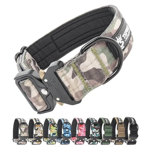Offerta a tempo: TSPRO Premium Collare per Cani, Regolabile Collare Tattico con Patch e una Robusta Fibbia Metallica a Sblocco Rapido, per Cani di Taglia Media a Grande (Verde Militare L) - 0% da 27.35 € a 27.35 €