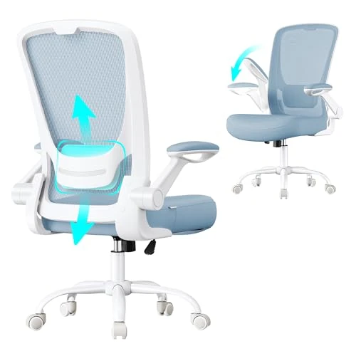 Zeitlich begrenztes Angebot: SONGMICS Bürostuhl ergonomisch, Drehstuhl mit Mesh, Lendenstütze, Wippfunktion, 53 cm große Sitzfläche, klappbare Armlehnen, Arbeits- und Schlafzimmer, Studenten, nebelblau OBN037Q01 von 79.99 € auf 77.99 € (3% Rabatt)