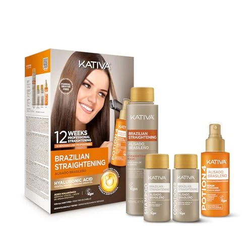 Offerta a tempo: KATIVA Kit Lisciante Brasiliano alla Cheratina con Acido Ialuronico e Siero Termoprotettore Potion 4 – Trattamento Lisciante Senza Formaldeide a Casa – Fino a 12 Settimane Anti-Crespo - 15% da 19.90 € a 16.91 €
