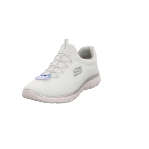 Skechers Femme Summits Artistry Chic Espadrilles, White Mesh/Silver & Gray Trim, 41 EU