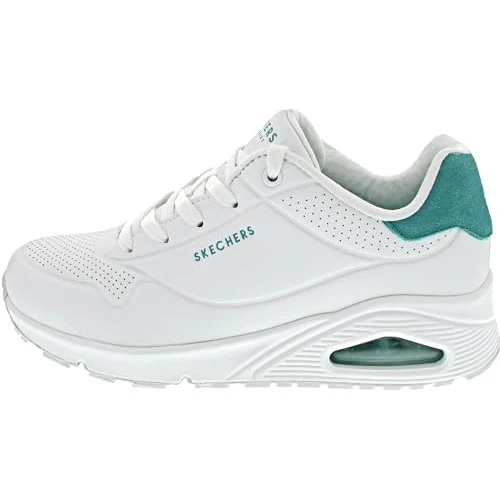 Offre limitee: Skechers Femme Uno Pop Back Basket, Bordure en Daim Durabuck Blanc Menthe, 37.5 EU de 89.95 EUR a 58.99 EUR (economie 34%)