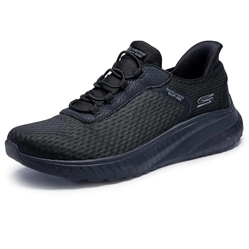 Skechers Bobs Squad Chaos, Zapatillas para Mujer, Black Mesh Trim, 35 EU