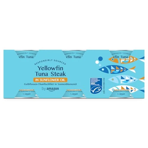 by Amazon Yellowfin Tuna Steak in Sunflower Oil, 6x80g