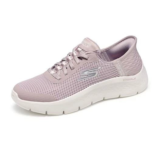 Zeitlich begrenztes Angebot: Skechers Damen Go Walk Flex Grand Entry Sneakers, Mauve Textile Trim, 39.5 EU von 89.40 € auf 60.73 € (32% Rabatt)
