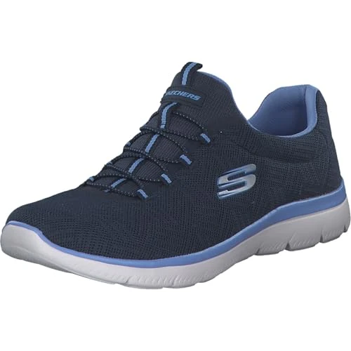 Skechers Womens Summits Artistry Chic Sneaker, Navy Aqua, 3.5 UK