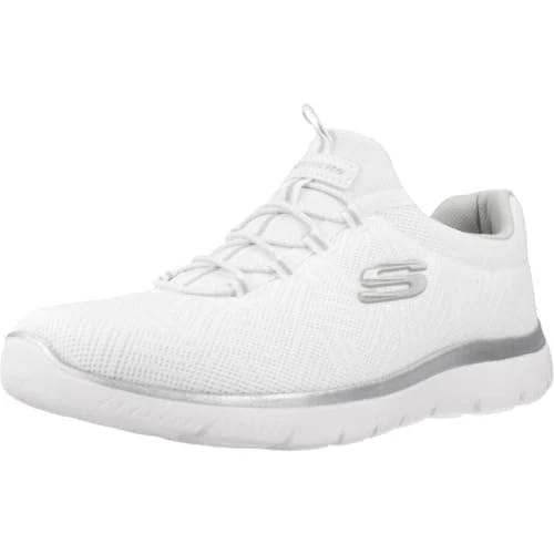 Oferta limitada: Skechers Mujer Summits Artistry Chic Zapatillas, White Mesh/Silver & Gray Trim, 35 EU de 69.95 € a 45.83 € (ahorro 34%)